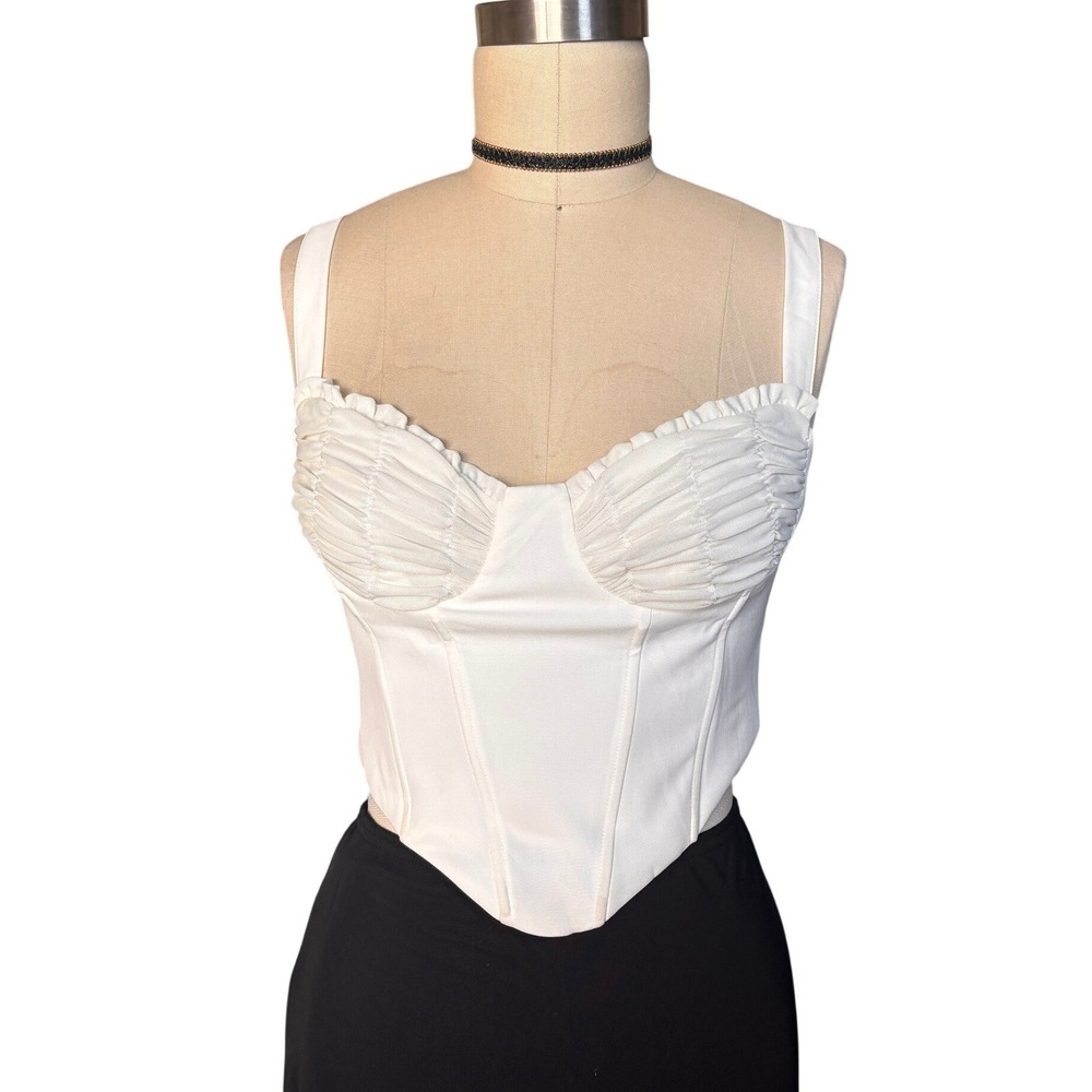 Ruched Mesh Bust Corset White Fox Boutique Top M White